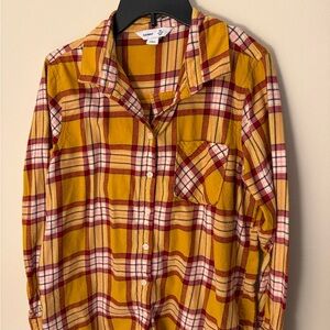 Old Navy Yellow and Red Plaid Button Down Shirt